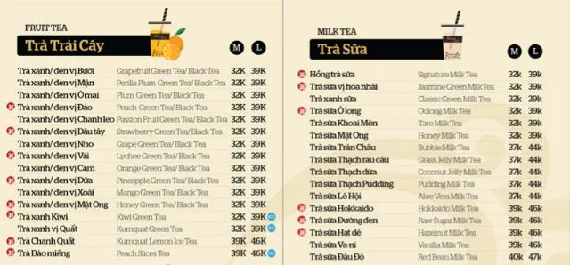 Menu có bố cục rõ ràng Menu có bố cục rõ ràng