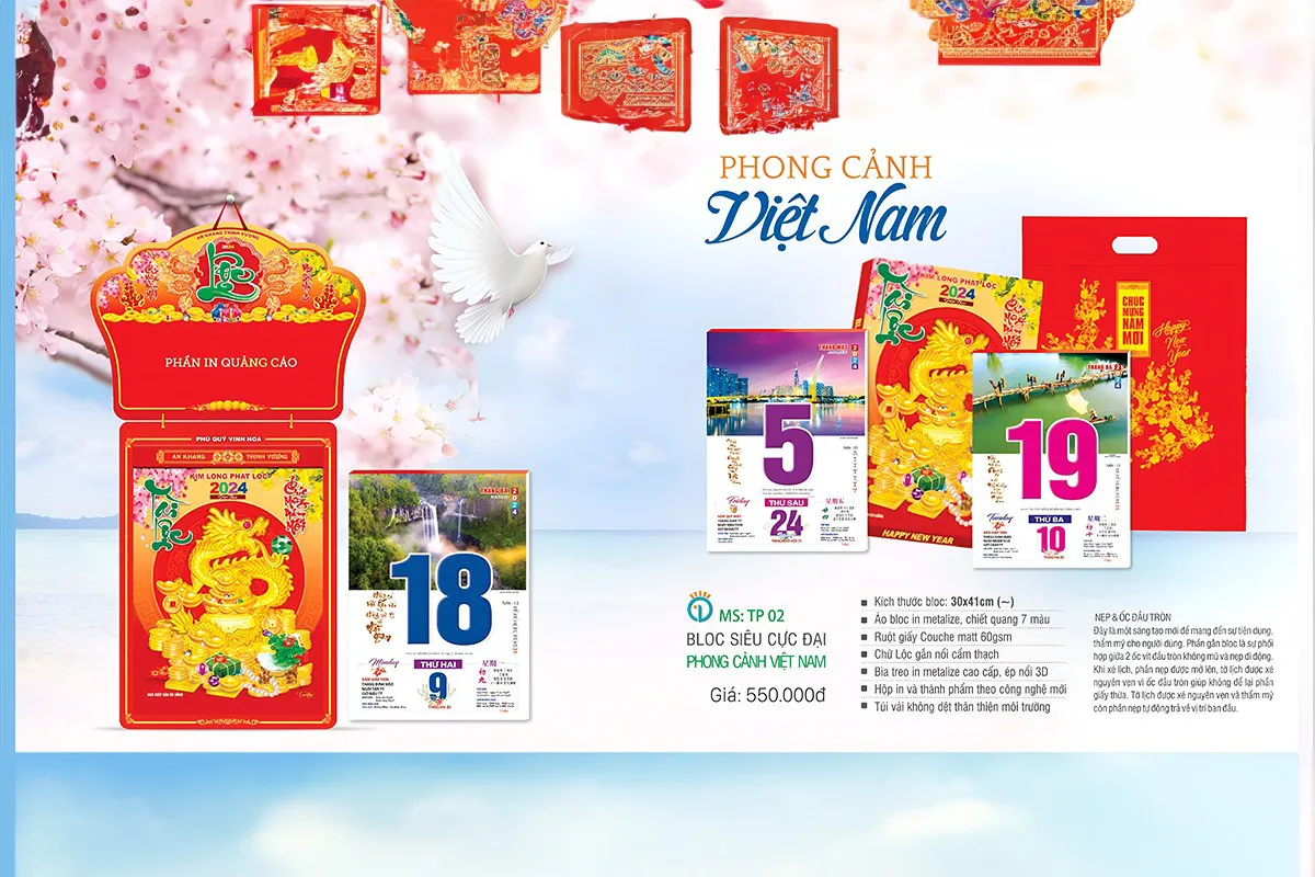 Kích thước lịch bloc phổ biến hiện nay Kích thước lịch bloc phổ biến hiện nay