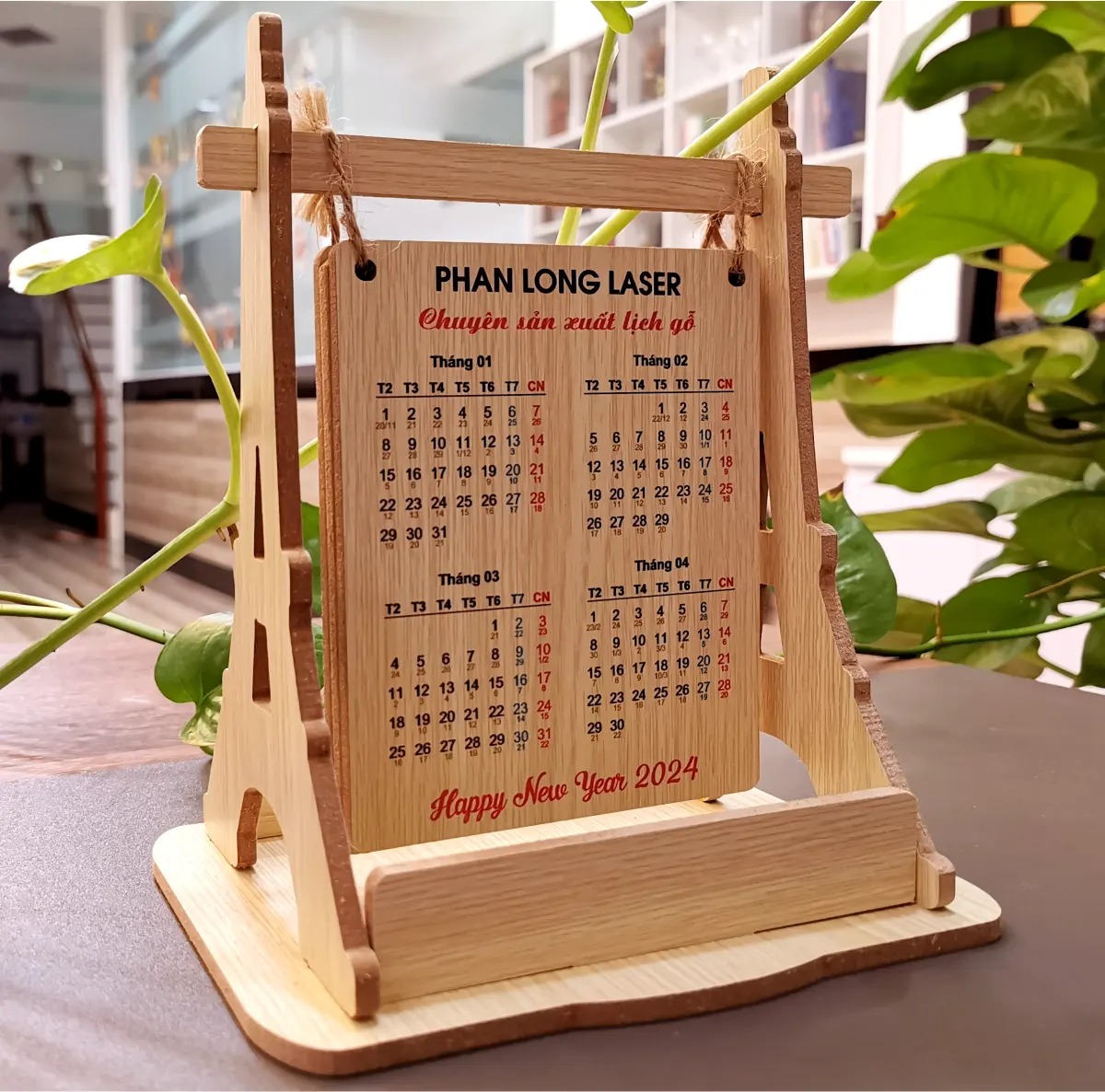Lịch để bàn gỗ khắc laser Lịch để bàn gỗ khắc laser