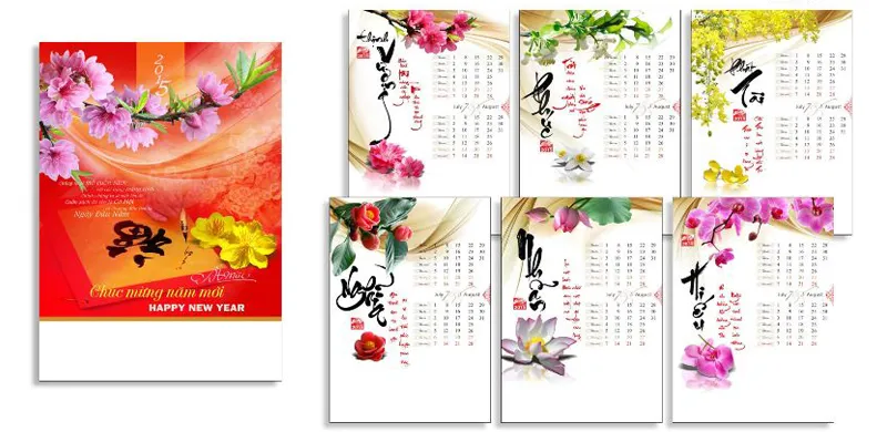 Mẫu thiết kế lịch treo tường thư pháp Mẫu thiết kế lịch treo tường thư pháp