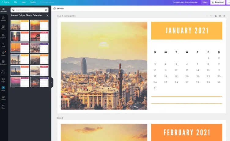 Thiết kế lịch để bàn trên Canva Thiết kế lịch để bàn trên Canva