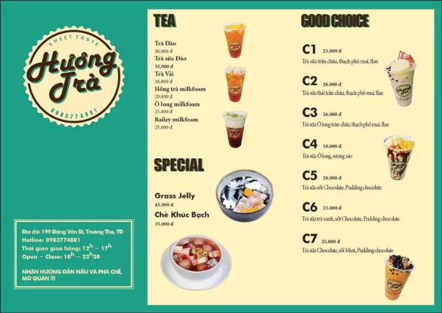Mẫu menu Hương Trà Mẫu menu Hương Trà