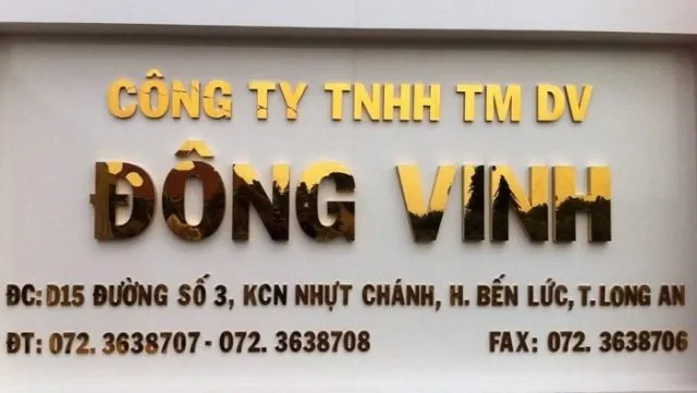 Bảng hiệu chữ nổi inox công ty Đông Vinh Bảng hiệu chữ nổi inox công ty Đông Vinh