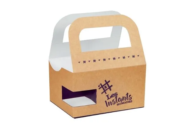 Mẫu hộp giấy đựng thức ăn nhanh có quai cầm Mẫu hộp giấy đựng thức ăn nhanh có quai cầm