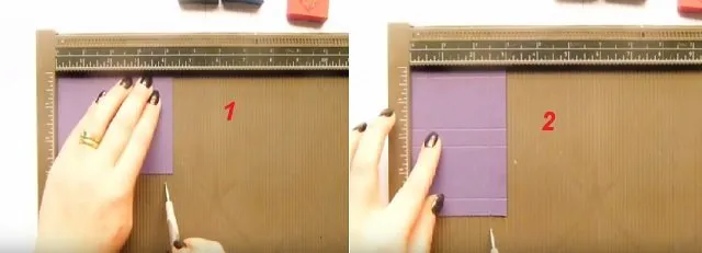 Bước 1: Kẻ đường tạo nếp trên tờ bìa Bước 1: Kẻ đường tạo nếp trên tờ bìa