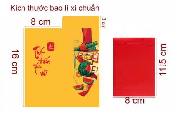 Kích thước bao lì xì tiêu chuẩn hiện nay