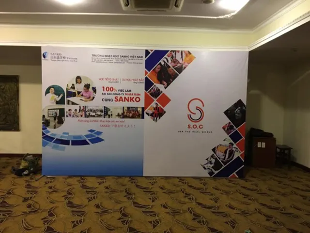 Mẫu in backdrop ra mắt trung tâm tiếng Nhật Mẫu in backdrop ra mắt trung tâm tiếng Nhật