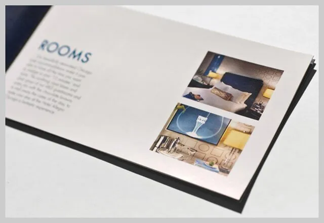 Mẫu brochure khách sạn font chữ xanh