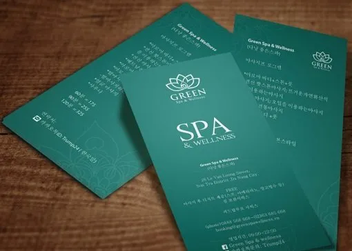 Mẫu brochure spa classic màu xanh Mẫu brochure spa classic màu xanh