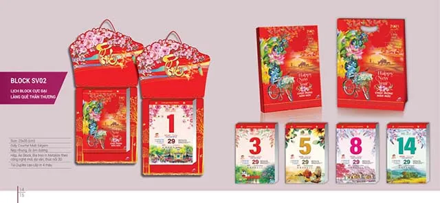 Mẫu lịch bloc chủ đề làng quê Mẫu lịch bloc chủ đề làng quê