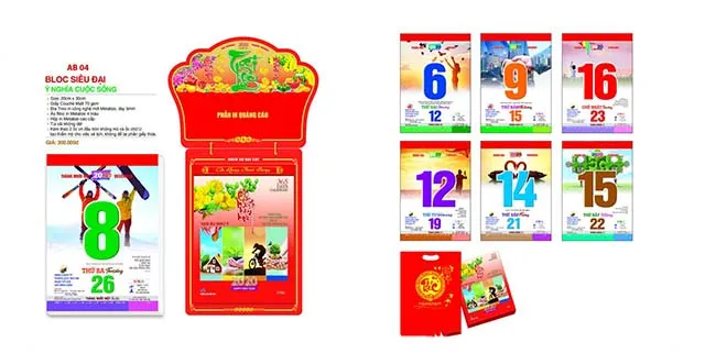 Mẫu lịch bloc với kích thước siêu đại Mẫu lịch bloc với kích thước siêu đại