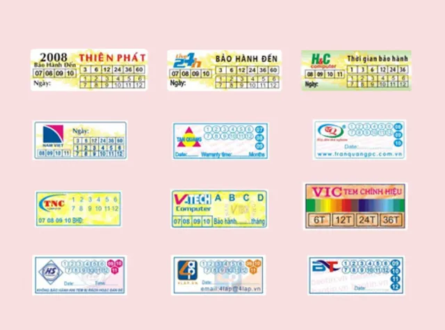 Mẫu tem bảo hành hình chữ nhật
