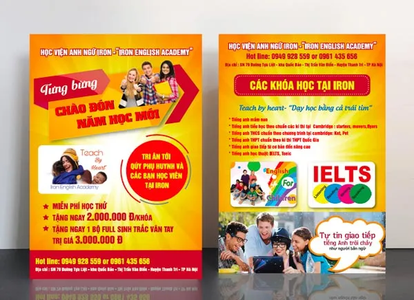 Mẫu tờ rơi trung tâm tiếng anh Mẫu tờ rơi trung tâm tiếng anh