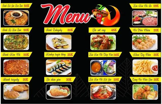 Menu ẩm thực hấp dẫn cho các quán ăn vặt