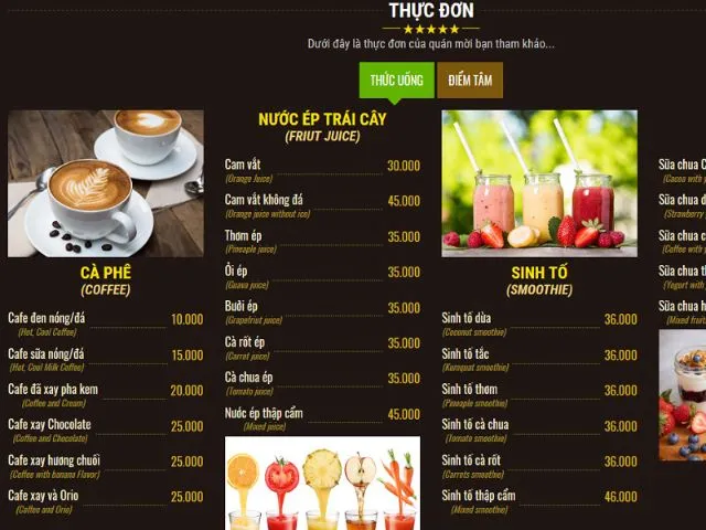 Menu với tông màu trầm đầy thu hút Menu với tông màu trầm đầy thu hút