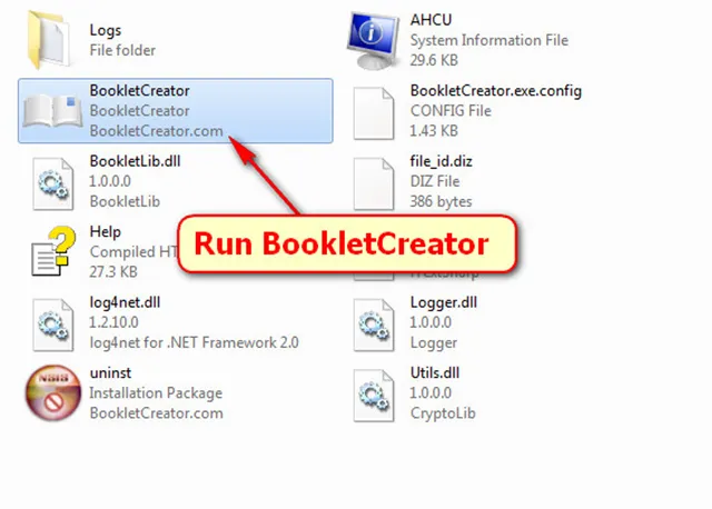 Mở Run BookletCreator Mở Run BookletCreator