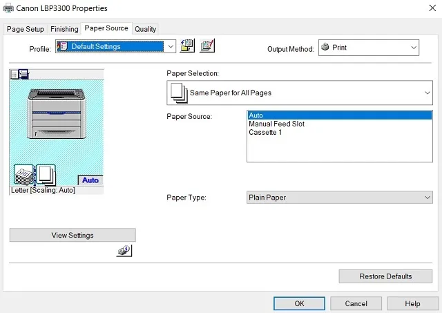 Chọn số khay giấy Chọn số khay giấy