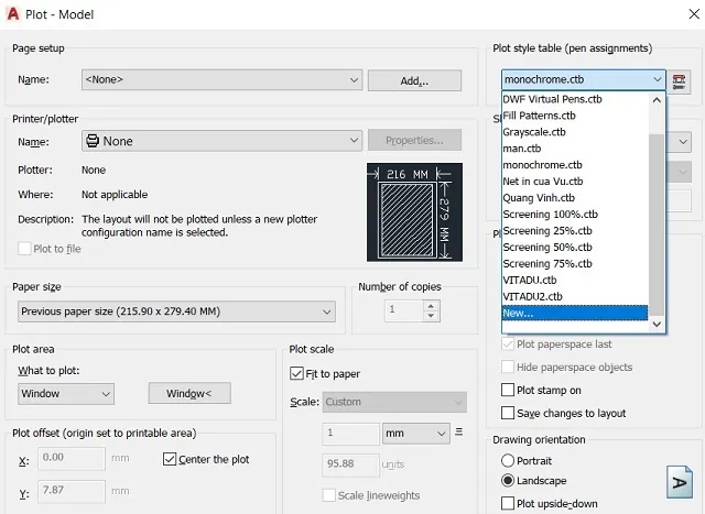 Bảng Plot-style Bảng Plot-style