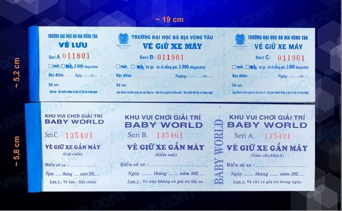 Mẫu vé giữ xe máy 3 liên