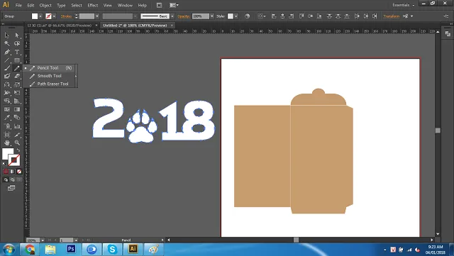 Dùng Type Tool để vẽ số trên bao lì xì