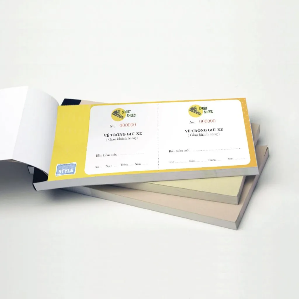 Vé trông giữ xe cho shop giày thể thao