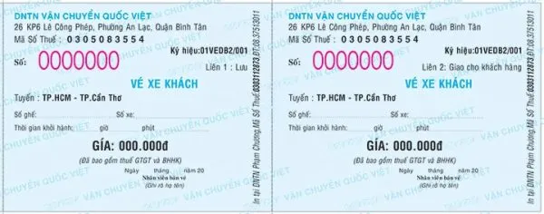 Vé xe khách công ty vận chuyển Quốc Việt