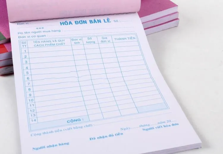 Mẫu hóa đơn bán lẻ 2 liên