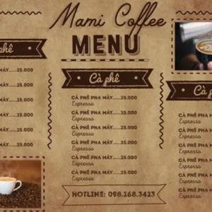 in menu quán cafe