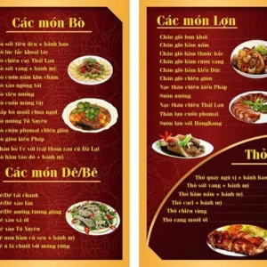 in menu quán nhậu