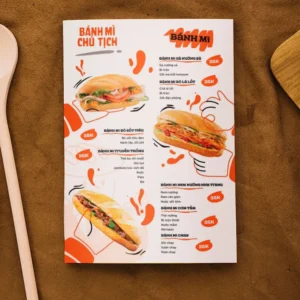 in menu tiệm bánh mì