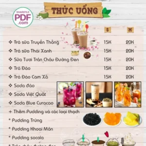 in menu trà sữa