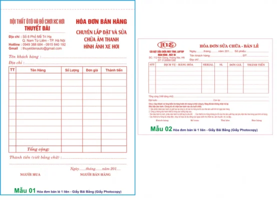 Hóa đơn bán lẻ 1 liên