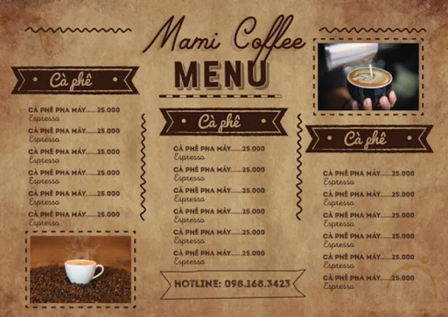 Mẫu menu đẹp dành cho quán cafe Mẫu menu đẹp dành cho quán cafe