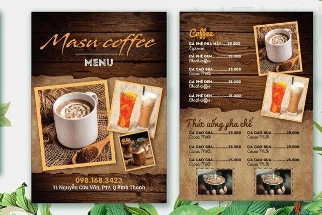 Menu thực đơn nước uống Menu thực đơn nước uống