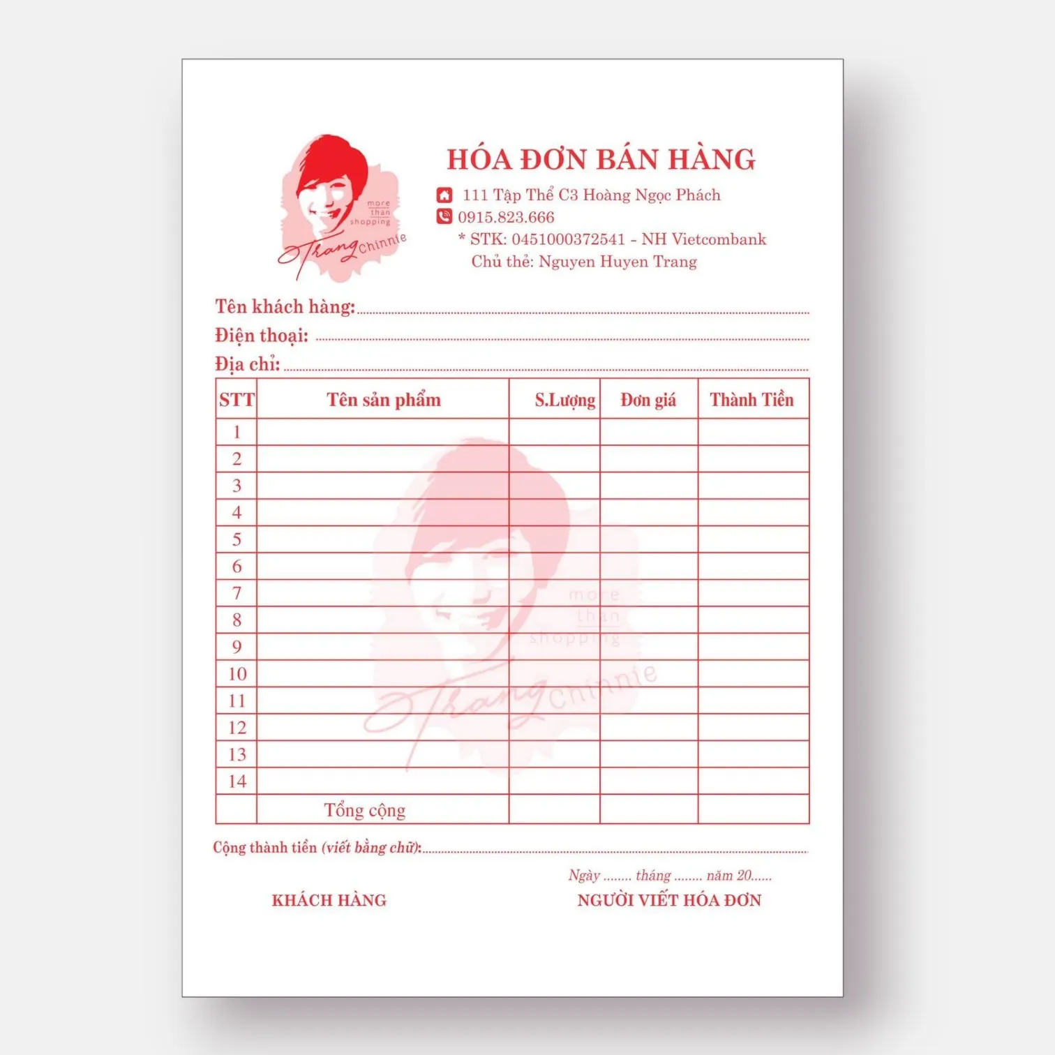 Mẫu hóa đơn bán hàng